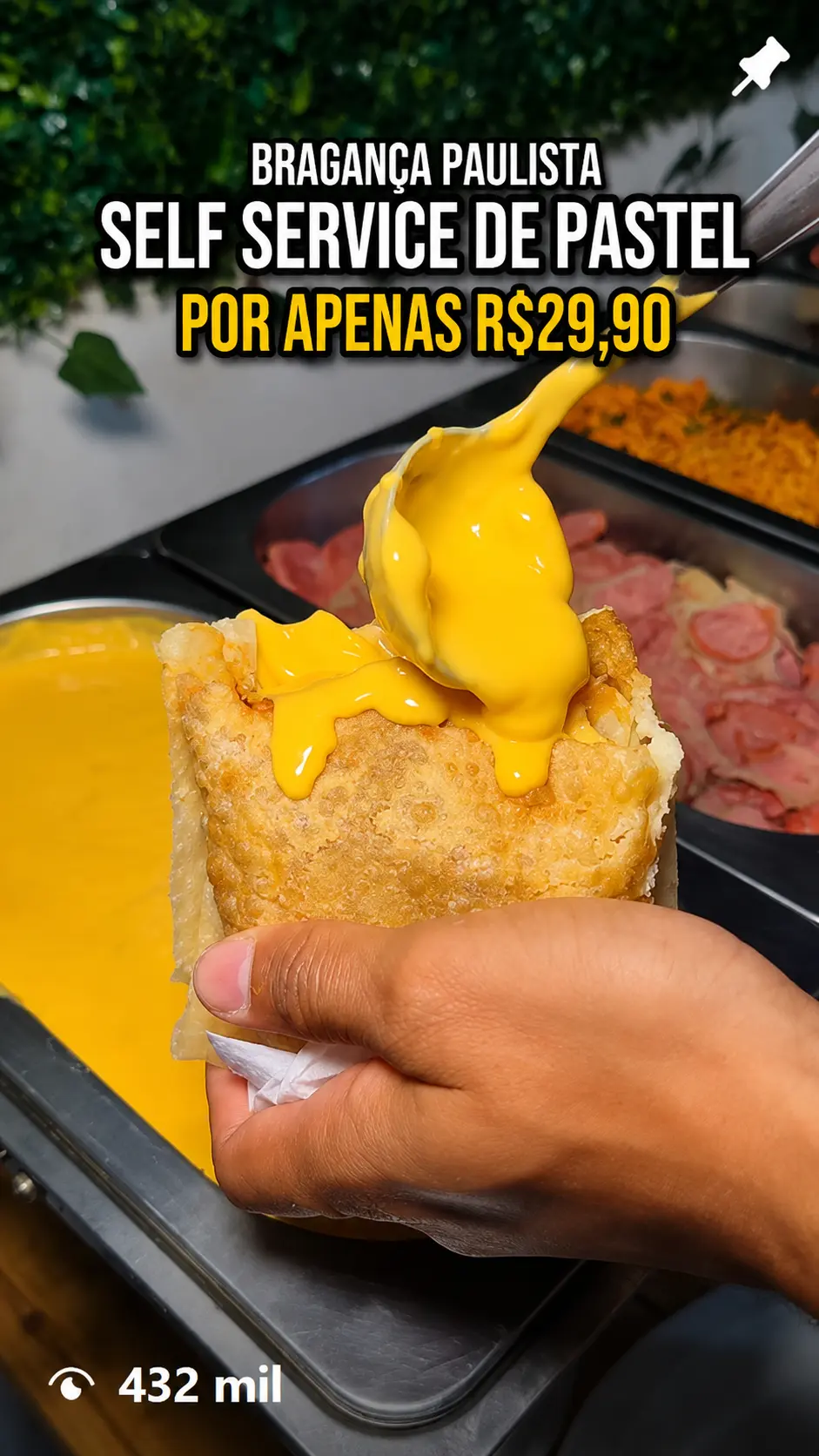 Print em alta definição do reel: Self-service de pastel, com 432 mil de visualizações